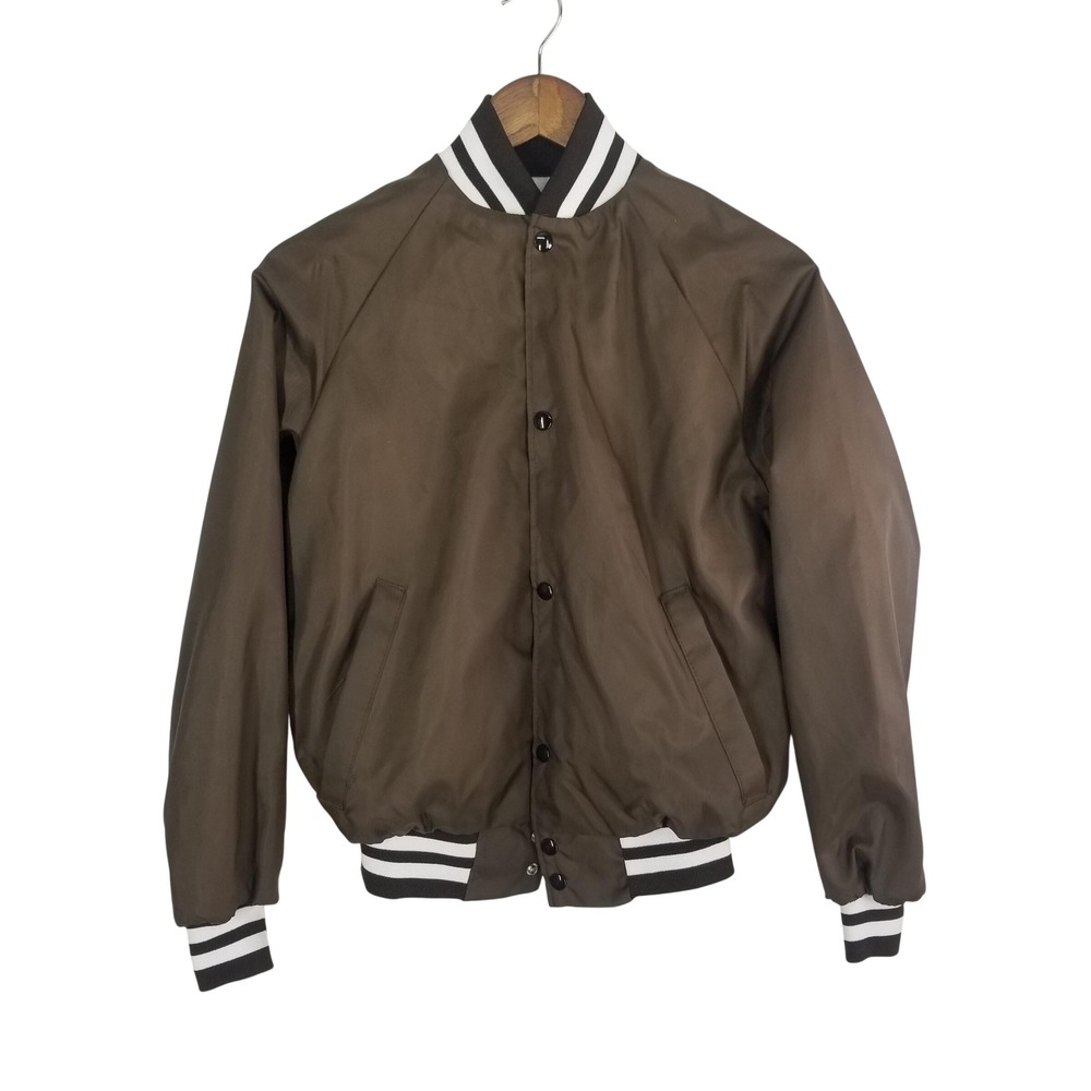 Vintage ASW Jackets‎ Size L Mens Brown Button Snap Varsity Letterman Chalk Line